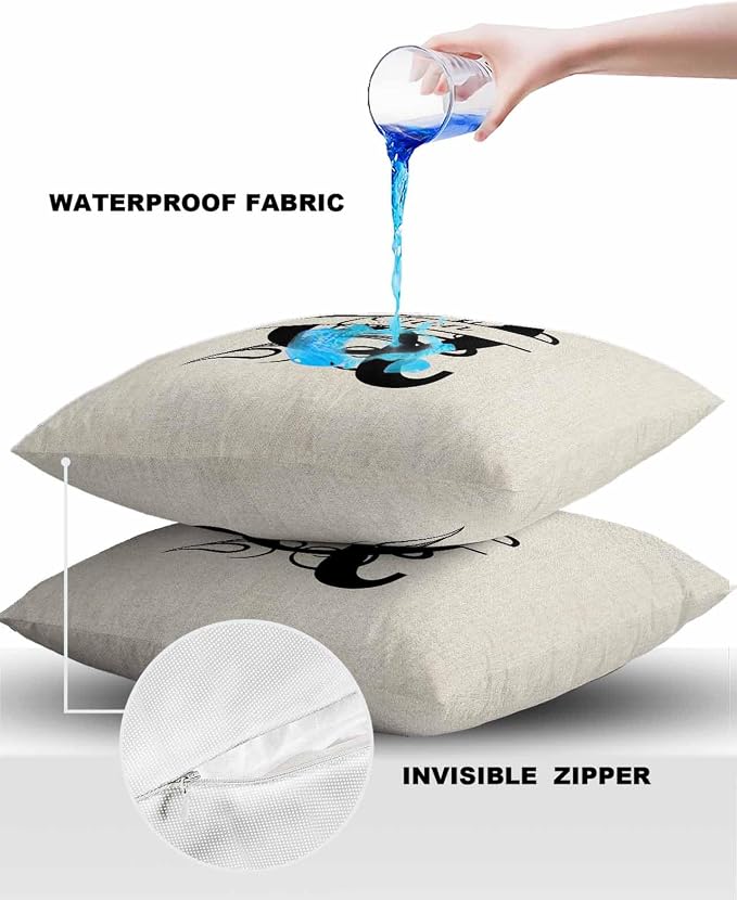 Personalized Gifts for Women/Men, Custom Pillow Case with Name Outdoor Waterproof Pillowcase, Letter Q Customized Pillow Cases for Patio, Monogram Words Customs Pillow Cover 18" x 18", 2 Pcs