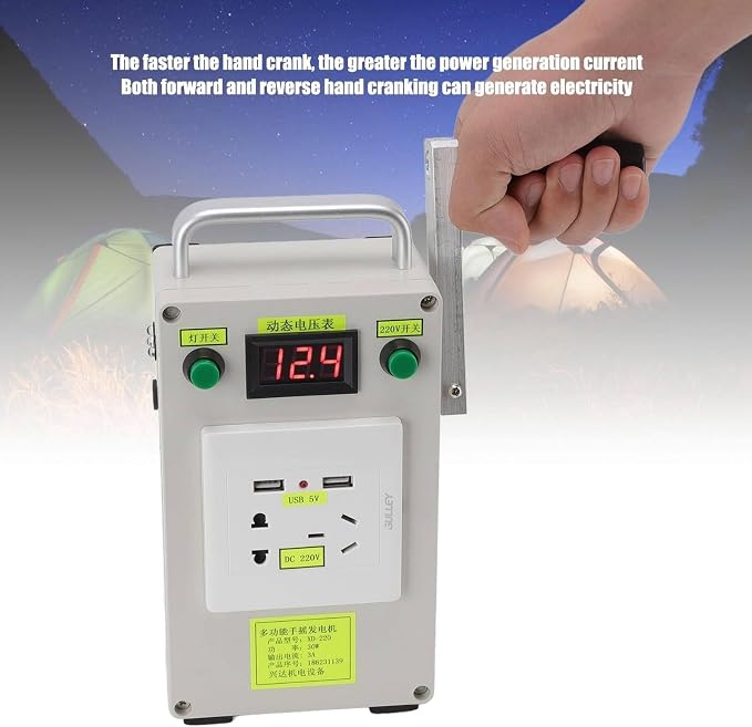 Emergency Hand Generator, 30W/150W500W Outdoor Portable Manual Hand Crank Generator with USB Charger, LED Emergency Light, Household Powerful Emergency Power Supply,30W