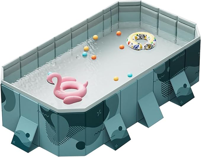 YYW Inflatable-Free Family Pool, Oversized Family Pool for Adults Pet Dogs Foldable Swimming Pool for Indoor, Outdoor, Summer Water Party(113" x 66" x 20")