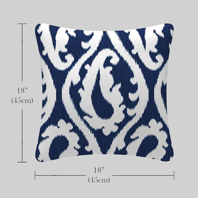 Pack of 2 Outdoor Waterproof Decorative Throw Pillows with Inserts for Patio Furniture, 18x18 Inch Square Fade Resistant Patio Garden Cushions for Couch Bed Sofa, Paisley Navy