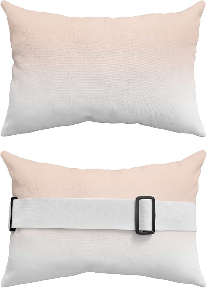 Outdoor Pillows Covers with Inserts Dreamy Peach Pink and White Gradient Waterproof Recliner Pillow with Adjustable Strap Throw Pillows for Patio Furniture Pool Lounge Chair, 11x16 inch, 1PCS