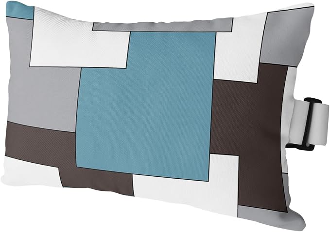 Outdoor Pillows Covers with Inserts Mid Century Absrtact Geometric Blue Brown Gery Waterproof Pillow with Adjustable Strap Throw Pillows for Patio Furniture Recliner Lounge Chair, 11x16 inch, 1PCS