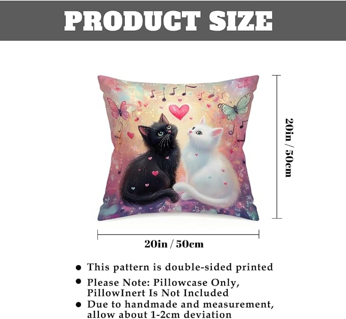 20x20 Inch Outdoor Pillow Covers Set of 2 Waterproof Throw Pillow Covers Decorative Couch Cushion Covers Cats Music Notes Square Pillowcases Protectors for Patio Garden Sofa