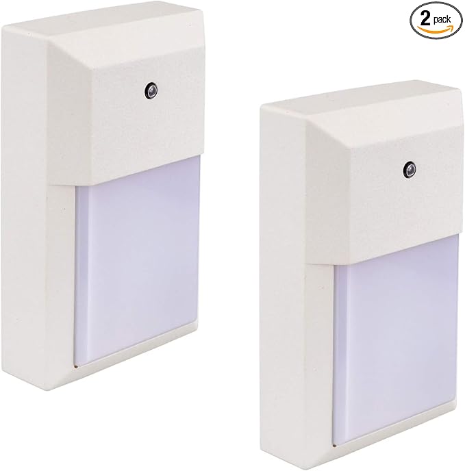 Outdoor Porch Light, LED Wall Sconce, Rustproof Aluminum | Dusk to Dawn Modern Exterior Wall Light Fixture for House, Patio, Garage, 12W 1000 Lumen, Waterproof, 3000K, White, 2 Pack