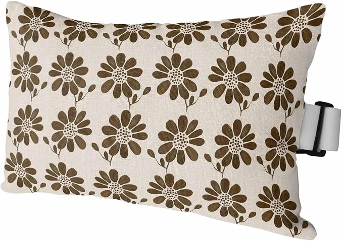Pack of 2 Outdoor Lumbar Cushions with Inserts, Brown Flower Abstract Ethnic Linen Pattern Waterproof Fluffy Fade Body Pillows, Patio Furniture Pillow for Home Balcony Garden Decor 11x16IN