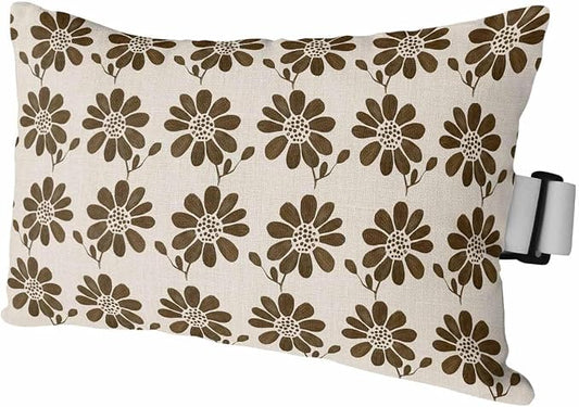 Pack of 2 Outdoor Lumbar Cushions with Inserts, Brown Flower Abstract Ethnic Linen Pattern Waterproof Fluffy Fade Body Pillows, Patio Furniture Pillow for Home Balcony Garden Decor 11x16IN