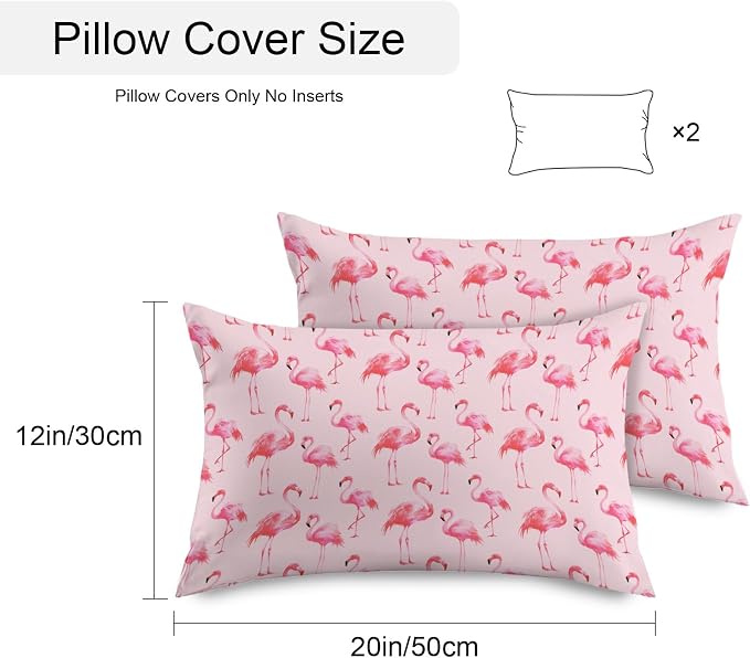 Pink Flamingo Outdoor Pillow Covers 20x12 Inch Lumbar Pillow Covers Set of 2 Waterproof Decorative Throw Pillow Cases Summer Animals Cushion Covers for Patio Furniture Garden Couch Sofa