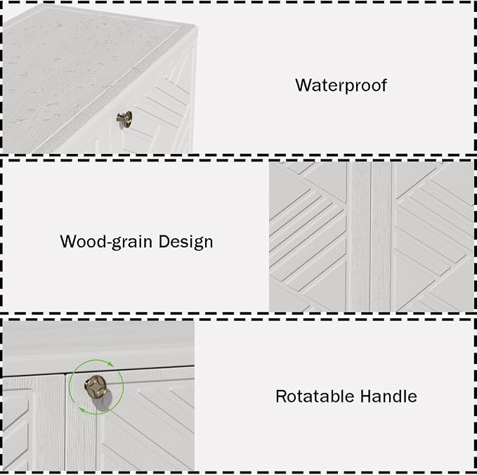 Mrosaa Outdoor/Indoor Storage Box,Resin and Plastic Storage Cabinet Waterproof,Outdoor Cabinet for Patio/Garden/Balcony/Backyard/All Room(NO Shelf-White)