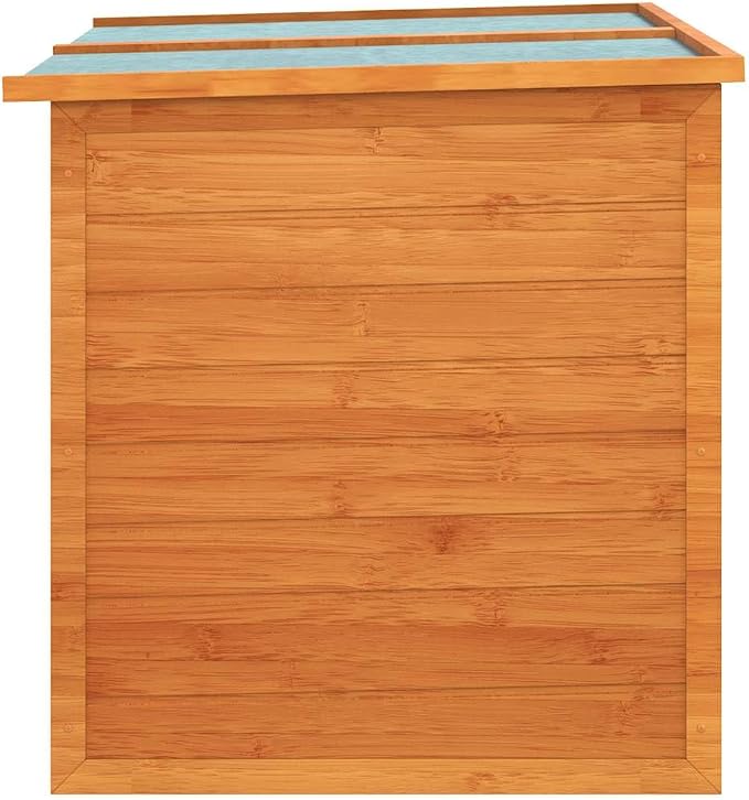 Wooden Outdoor Storage Box, 49.6-Inch Large Deck Chest for Patio Garden Furniture, Waterproof Fir Wood Bin for Cushions Pillows Toys