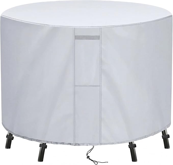 UPGRADE Outdoor Furniture Covers, Custom Size 20"(D) x 28"(H) Round Patio Table and Chair Waterproof Covers, Heavy Duty 420D,Silver