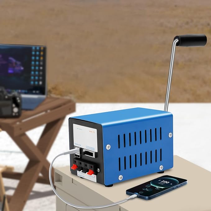 Portable Hand Crank Generator, Manual Emergency Power Generator with USB Output, Compact Lightweight Manual Crank Power Supply for Camping, Hiking, Home Backup, Outdoor Adventures