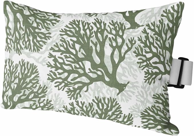 Outdoor Lumbar Pillow Set of 1, Dark Green Coral Waterproof Beach Headrest Pillow with Inserts, Coastal Summer Ocean Nautical Sea Recliner Throw Pillows for Patio Furniture, 12 x 20