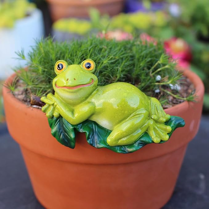 Set of 2 Funny Frog Statues Outdoor Flower Pot Hugger, Resin Hanging Frog Figurines Cute Climbing Animals Sculpture Plant Pot Decorations for Home Garden Patio Lawn Yard Ornaments (Keep Quiet)
