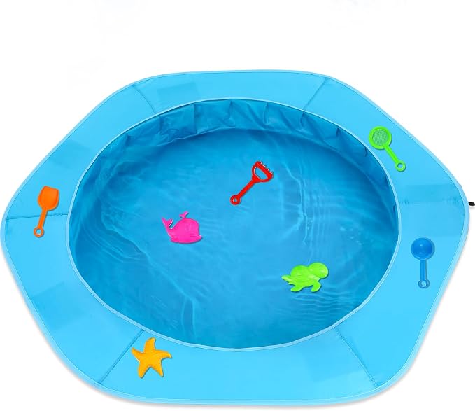 Gemscream Hexagon Beach Pool, 71 x 71 x 6 Inches Beach Puddle for Toddler, Portable Puddle Pool Easy Fold Up, for Babies,Girls,Boys,Infants and Toddlers