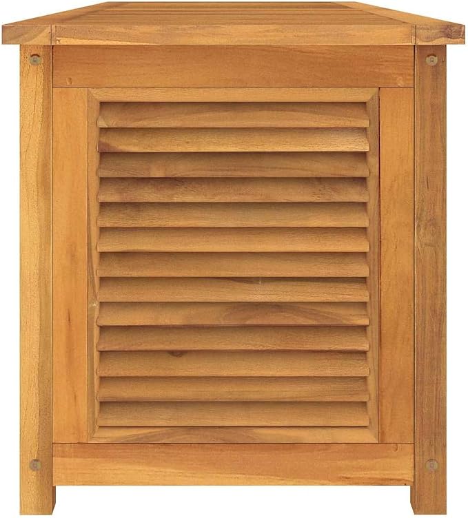 Outdoor Patio Storage Box 59.1 x 19.7 x 21.7 Inch Solid Teak Wood Garden Chest with Waterproof Liner Bag for Backyard Deck Furniture Organizer