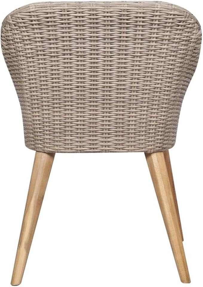 BOWERY HILL Contemporary Patio Dining Set, Weather-Resistant PE Rattan, Brown and Dark Gray Finish, 7-Piece Set with Cushions, Seats 6, 39.4 x 78.7 x 29.1 in., Outdoor Garden or Terrace Furniture