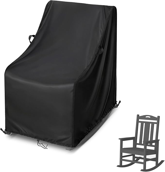 Kasla Patio Chair Cover, Waterproof Heavy Duty Cover for Outdoor Rocking Chair & Rattan Wicker Chair & Swivel Chair & Stackable Dining Chair (Black, 28"L×36"W×45"H)