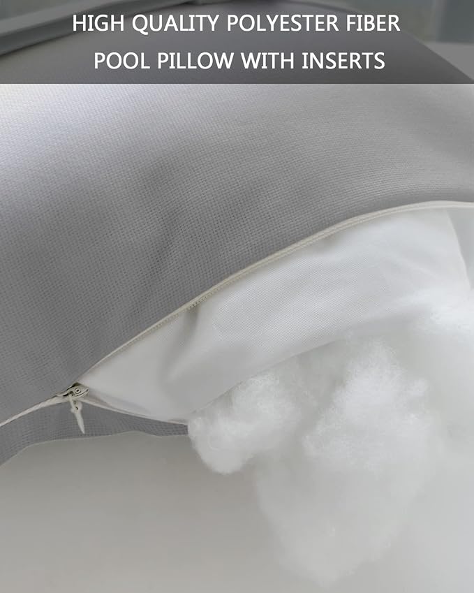 Outdoor Chaise Lounge Head Pillow, Yellow and Gray Throw Pillow Soft Lumbar Pillows with Elastic Straps and Insert, 2 Pack Headrest Cushion for Patio Pool Beach Modern Ombre Art 11"x16"