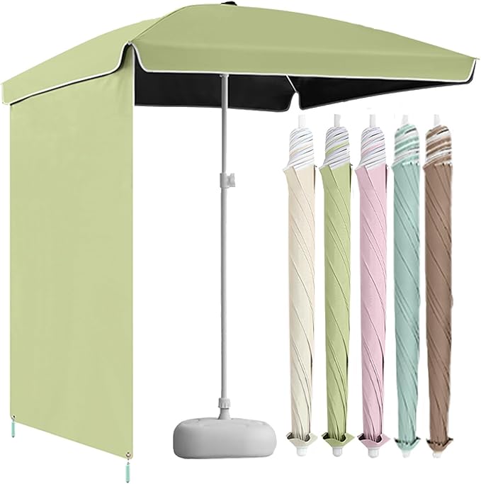 Foldable Outdoor Umbrella With Side Curtain For Privacy And Sun Protection, Patio Umbrella, For Beach Patio Garden Poolside Backyard(Green,Enlarged version)