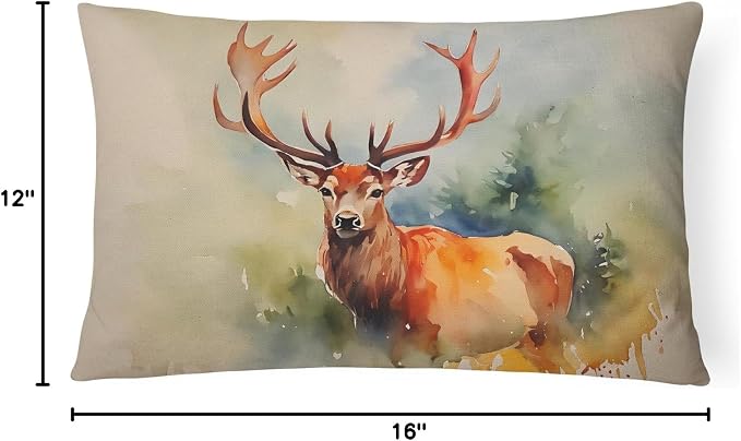 Caroline's Treasures DAC2988PW1216 Deer Stag Throw Pillow Machine Washable, Indoor Outdoor Decorative Pillow for Couch, Bed or Patio, 12HX16W