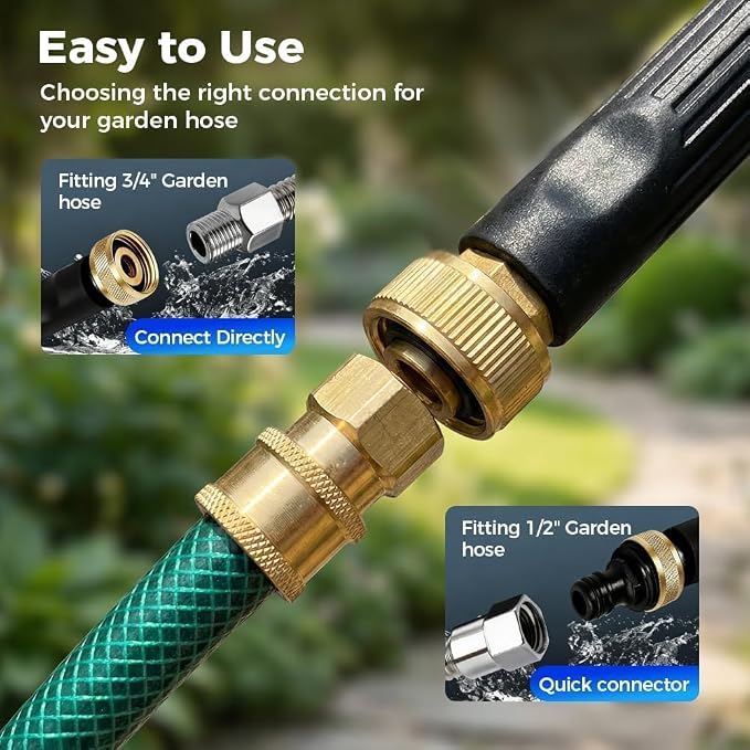 Upgraded Jet Nozzle Power Washer for Garden Hose,2026 Pressure Washer Wand with 3 High-Pressure Nozzles for Car Washing Patio Garden Outdoor Cleaning. (Black+Gray)