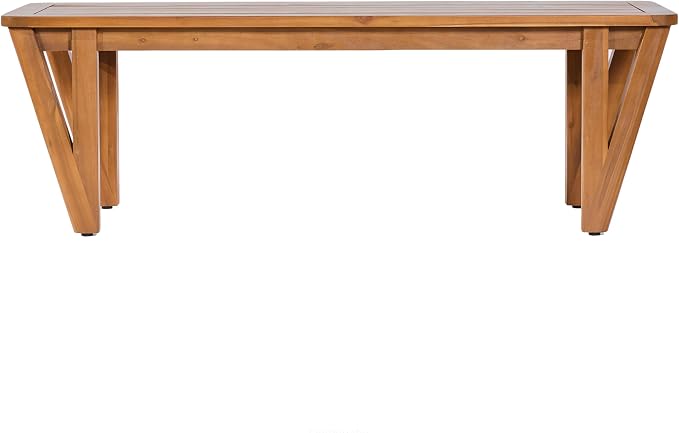 Christopher Knight Home Alan Acacia Wood Patio Dining Set with Bench, Solid Wood Outdoor Dining Table Set for 6, Outdoor Dining Set with Water-Resistant Cushion, Teak+Cream+Brown