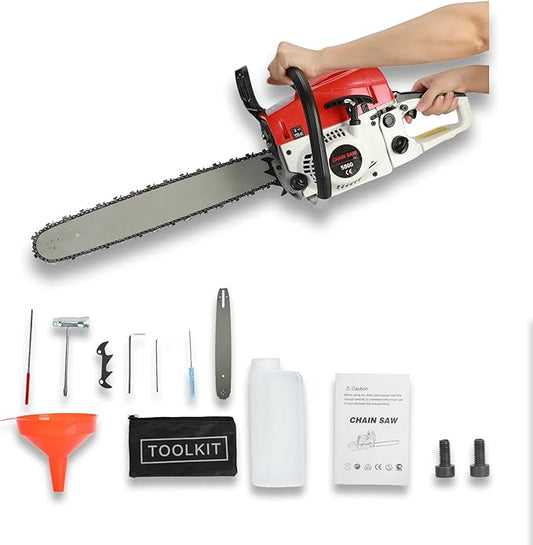 Gas Cordless Chainsaw 20 inch, 2-Cycle Gasoline Powered Chain Saw, 3.2HP 58CC Handheld Cordless Chainsaw, Automatic Chain Oiler, Garden Tool for Cutting Wood Trees (3.2HP 58CC)