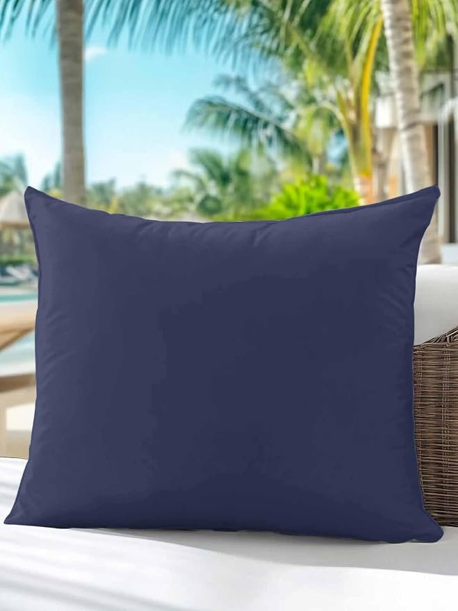 Vandarllin Waterproof Outdoor Pillow 1 Pack Solid Blue Color Decorative Throw Pillows Cover & Insert 18x18 Inch Pillowcase Dark Blue Square Pillows for Couch Sofa Bed Patio Furniture Indoor Outdoor