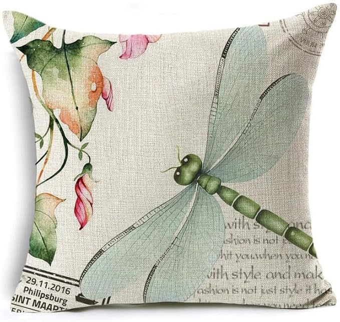 Outdoor Pillows Waterproof Garden Decoration Bee Butterfly Dragonfly Ladybug Pillow Case Leaf Lavender Flower Decorative Throw Pillow Covers 18 x 18 Inches Set of 4 outdoor pillow covers 18x18