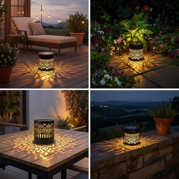 Decorative Solar Mandala Lights, Metal Solar Powered Outdoor Wall Lights Solar Powered Deck Step Stair Lights, Waterproof Mandalas Fence Light for Garden Post Patio Backyard Yard Decor (2, Mandala)