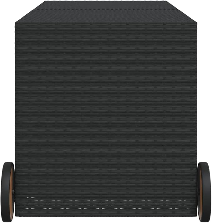 Garden Storage Box with Wheels 74.8 Gallon Outdoor Storage Container Black Rectangular for Patio Garden and Terrace