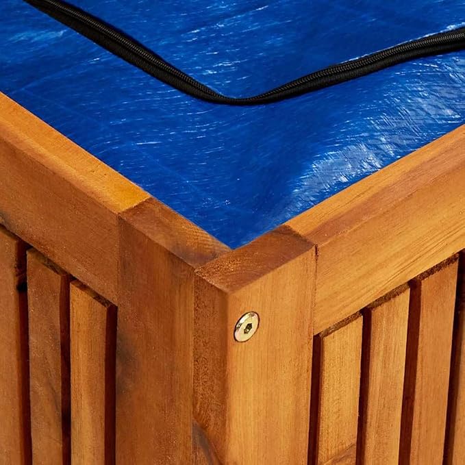 Patio Storage Box Solid Acacia Wood 59.1"x31.5"x29.5" Outdoor Deck Bench Chest with Zippered Bag for Garden Yard Pool Backyard Porch Cushion Toy Tool Organizer