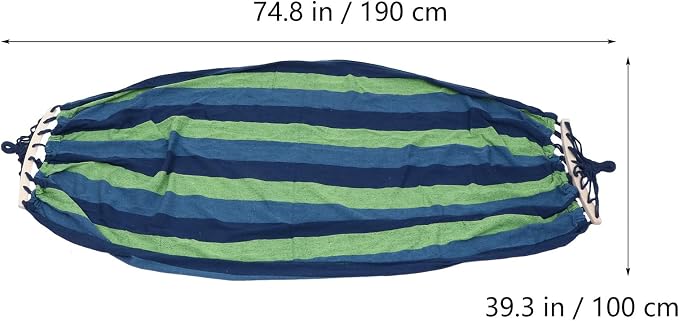 VANZACK Outdoor Travel Hammock Extra Wide Blue Striped Canvas Hammock 190x100cm Portable Camping Hiking Swing for Garden Patio Backyard Use