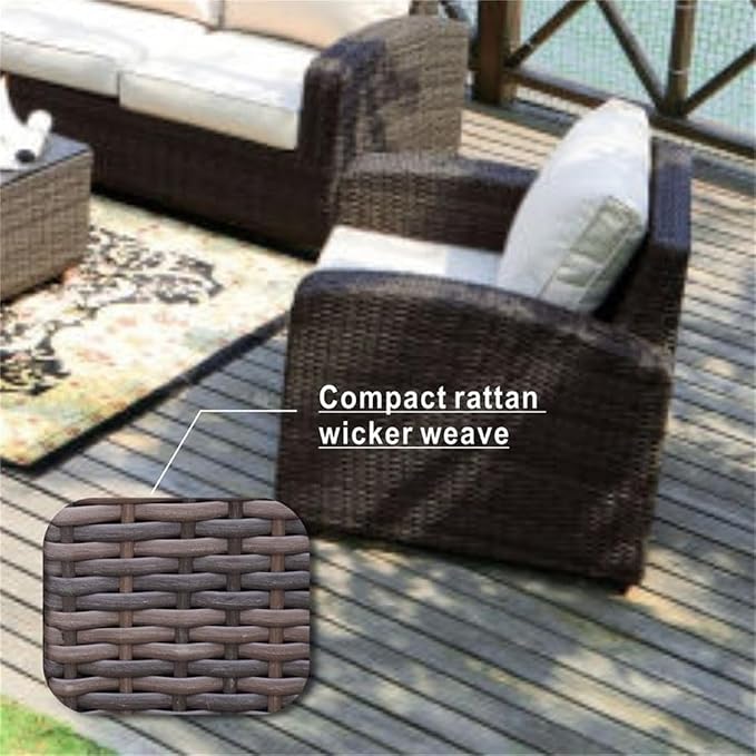 Outdoor Furniture 5PCS Conversation Sets in Brown with Cushions