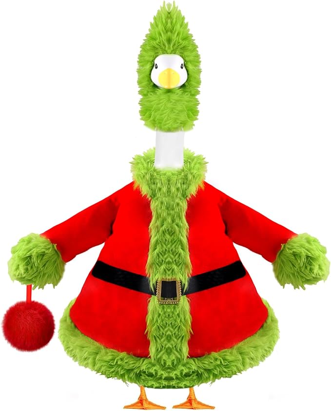 Christmas Winter Goose Outfit for 23" Porch Goose Holiday Red Green Cloths Costume Xmas Winter Outdoor Garden Patio Yard Lawn Art Decoration