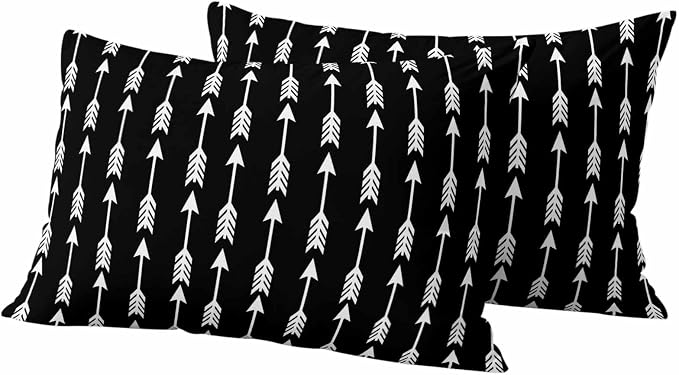 Arrow Outdoor Pillow Covers 20"x12" Set of 2, Abstract Rustic Western Tribal Geometric Arrow Black Waterproof Throw Pillow Covers for Patio Furniture, Decorative Cushion Covers for Porch