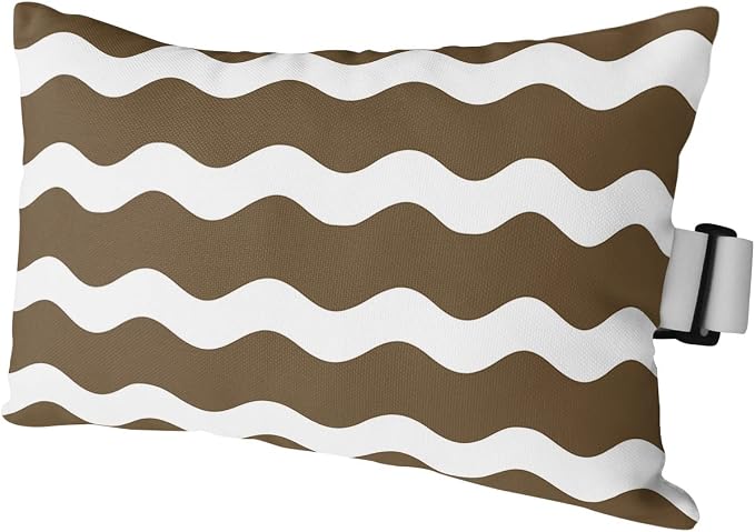 Prime Leader Recliner Head Pillow Lounge Chair Pillows with Insert Brown Sea Wave Ripple Lumbar Pillow with Adjustable Strap Outdoor Waterproof Patio Pillows for Couch Beach Pool Office Chair, 1 PCS