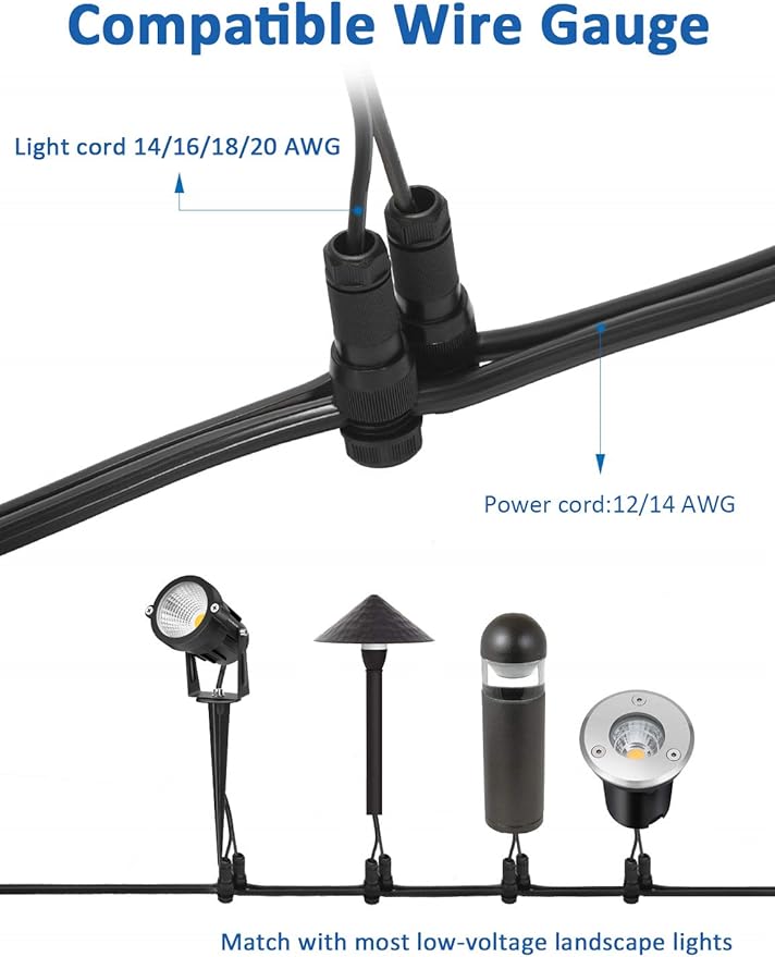 SUNVIE Low Voltage Wire Connector Waterproof Landscape Lighting Connectors 12-14 Gauge Wire Connectors, Low Voltage Landscape Wire Connectors for Path Light Spot Light and Other Outdoor Light, 36Pack