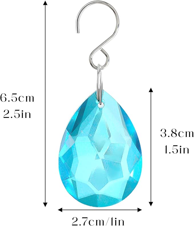 10 Pcs Lake Blue Crystal Bauhinia Prisms Chandelier Window Decor | Lake Blue Crystal Bauhinia Prisms Suncatcher Pendants 38mm Chandelier Beads Replacement for Window Wedding Party Decor