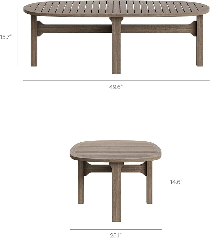 Modway Saratoga 4-Piece Teak Wood Outdoor Furniture Set in Weathered Gray Flint - Patio Conversation Set with Sofa, 2 Armchairs, and Coffee Table