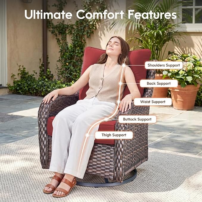 Luxury 22*24*6in Outdoor Patio Cushions, 4 Pieces Red Outdoor Cushion | 6'' Thick Outdoor Cushions, Water-Resistant, Reversible, Removable Cover, for Patio Chairs Sofa Couch Loveseat