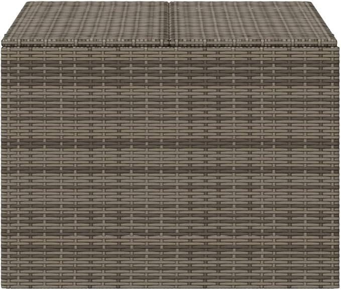 Grey Poly Rattan Garden Storage Box 291L Capacity Water-Resistant Outdoor Deck Box for Patio Balcony Garden
