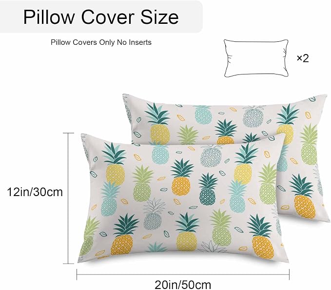 Outdoor Waterproof Pillow Covers for Patio Furniture Pineapple Decorative Throw Pillow Cover Summer Tropical Fruit Pillowcases Set of 2 Cushion Case for Sofa Couch Chair Home Decor 20x12 inch