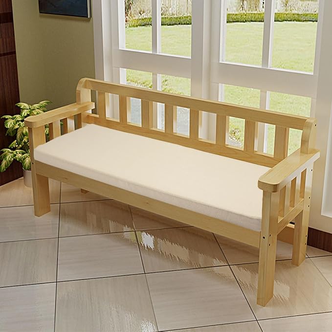 FUNHOME Outdoor Bench Cushion Cover 54 x18 x 3 inch,Water Resistant Cover with Zipper&Ties,Fade-Resistant Slipcover,Patio Porch Swing Cushion Cover Replacement Only,No Insert(Light Beige)