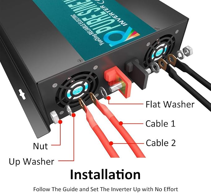 WZRELB 2500W 12VDC 120VAC Pure Sine Wave Power Inverter,RV, Car Inverter,LED Display