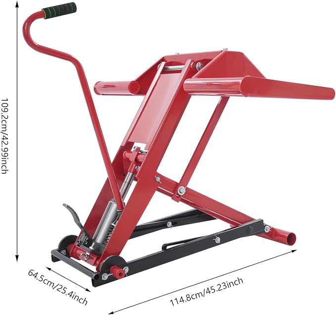 Lawn Mower Lift, 29 Inch Lawn Mower Lift Tool Adjustable Movable Lawn Mower Lift Solid Carbon Steel Lawnmower Lifting Machine for Riding Lawn Mower, Zero Turn Lawn Mowers (350lbs Hydraulic)