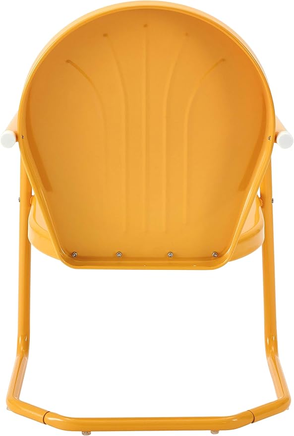 Crosley Furniture Griffith 5-Piece Outdoor Dining Set for 4, Retro Metal Round Patio Table and Chairs, White and Tangerine