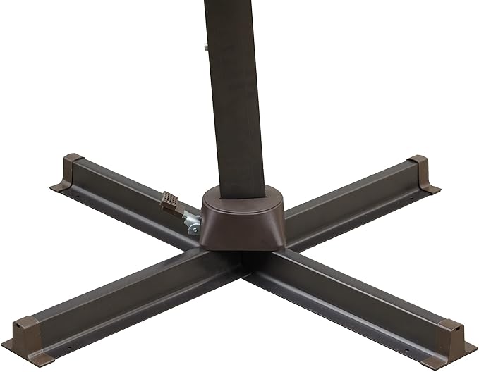 HomeRoots 10' Black Polyester Square Tilt Cantilever Patio Umbrella with Stand