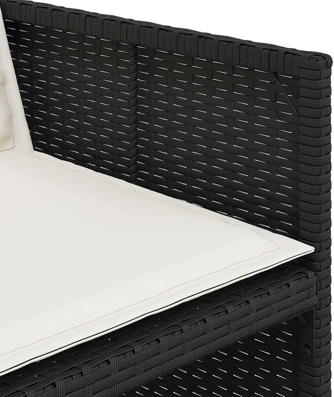17 Piece Patio Dining Set with Cushions Black Poly Rattan Outdoor Rattan Wicker Table and Chairs for Garden Backyard Dining Entertainment Relaxing