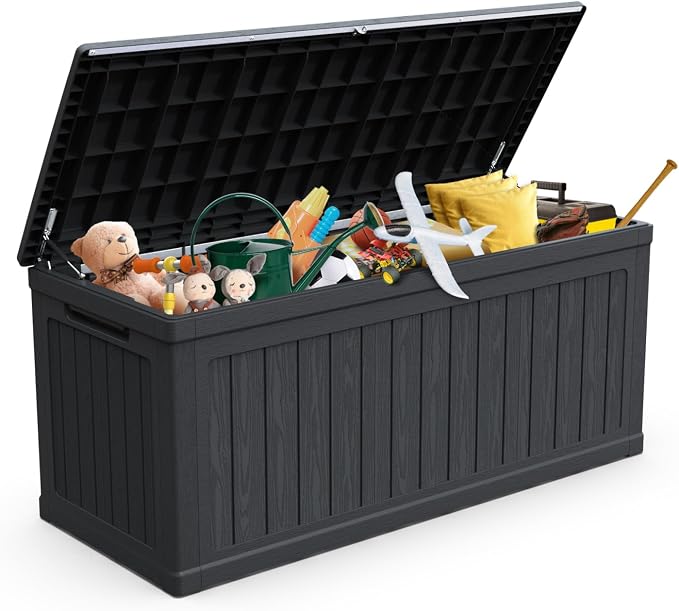 260 Gallon Metal Outdoor Deck Box, Black